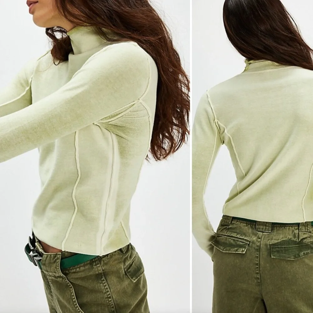 Free People Robbie Turtleneck Sweater in Green, size XS